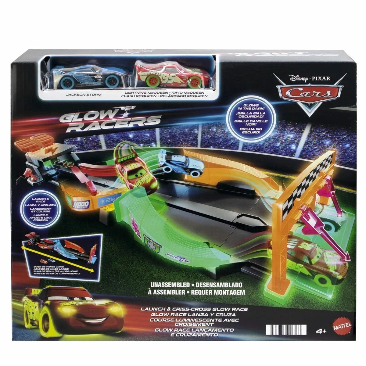 Mattel Hpd80 Cars Karanlık Parla Yarıscı Pıstset*2