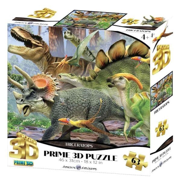 Neco Prm-20920 Prime 3D-Triceratops-63 Parça Puzzle