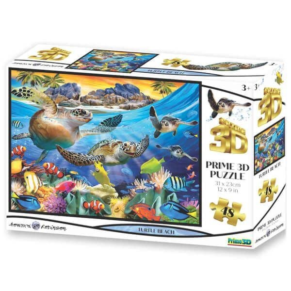 Neco Prm-10686 Prime 3D-Kamlumbağa Plajı-63 Parça Puzzle