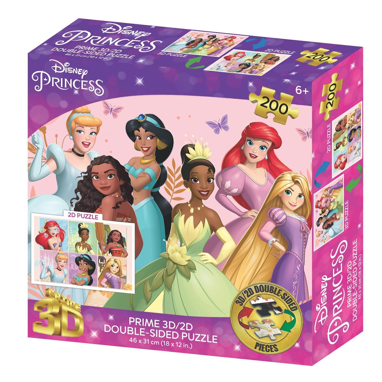 Neco Prm-37550 Prime 3D-Disney Princes 200 Prç Çift Taraflı Puzzle