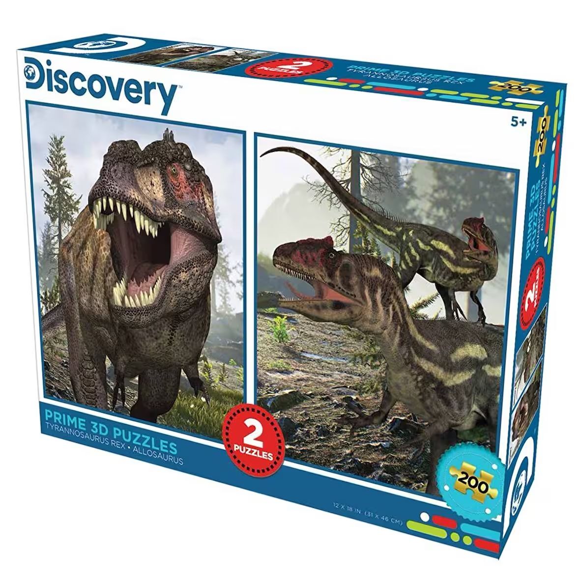 Neco Prm-10248 Prime 3D Discovery Allosaurus & Tyrannosaurus Rex-200 Parça İkili Puzzle