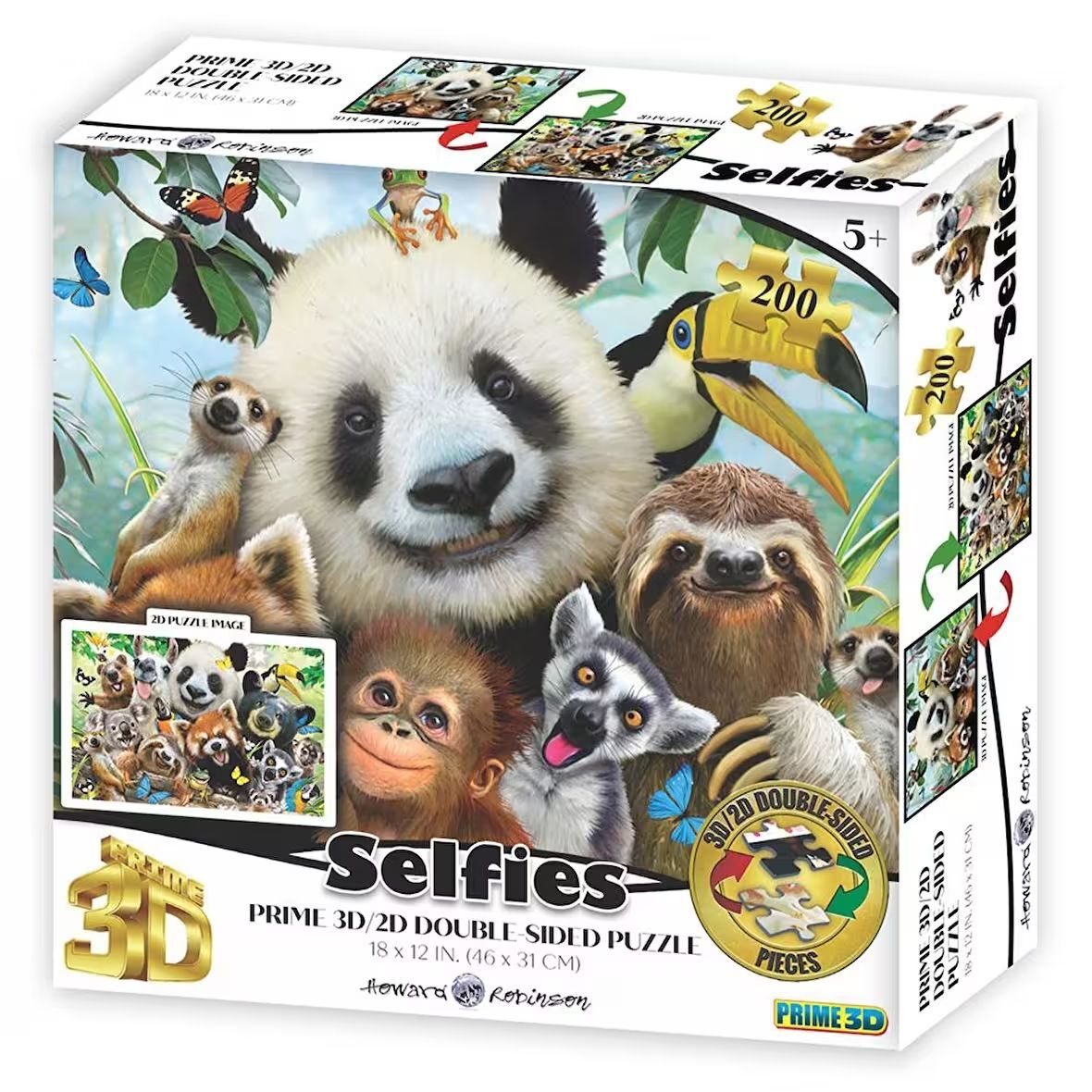 Neco Prm-37559 Prime 3D-Sevimli Hayvanlar Hayvanlar Alemi Selfie 200 Prç Çift Taraflı Puzzle